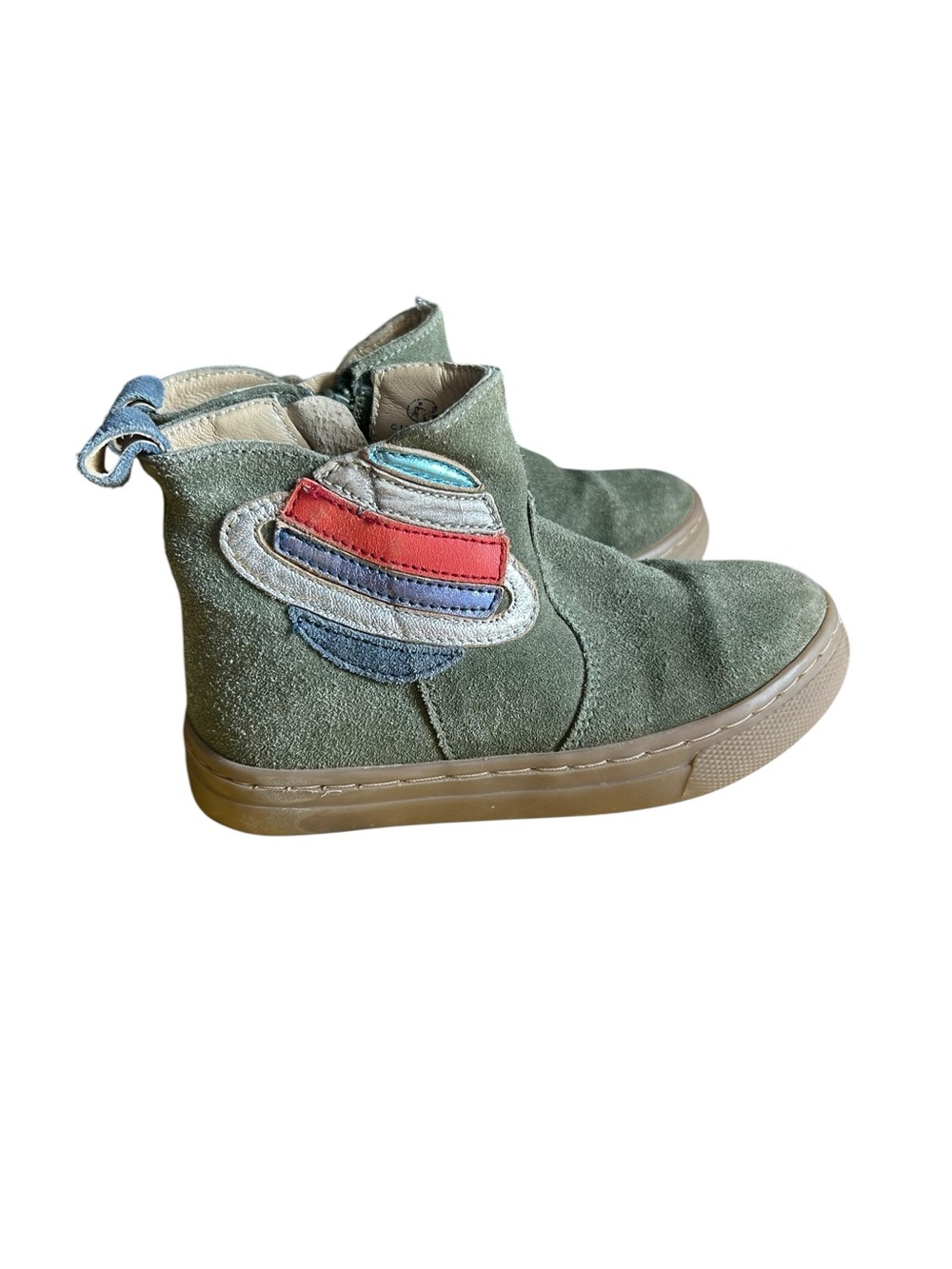 Mini Boden Kids Boots Sz 27 (10 toddler) Green Suede Planet Saturn Leather